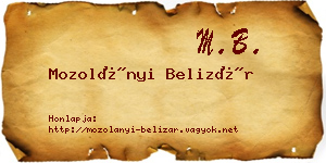 Mozolányi Belizár névjegykártya